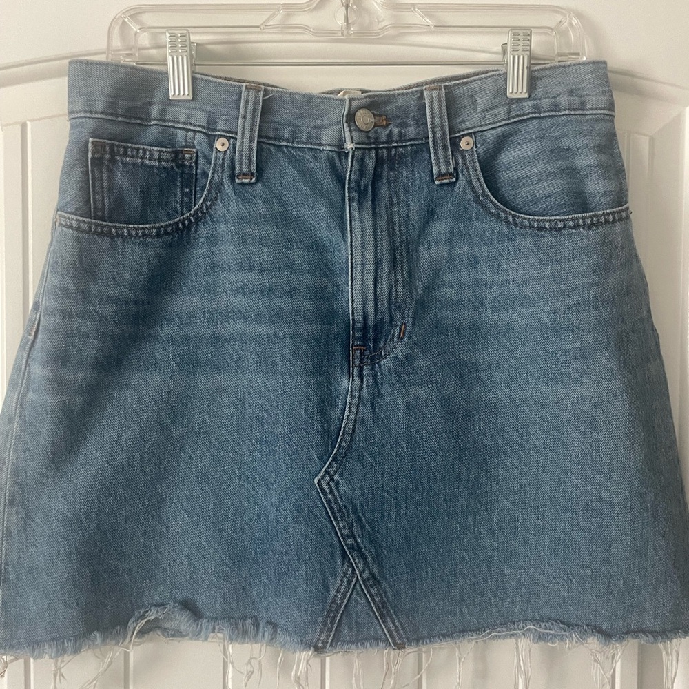 Madewell Denim Mini Skirt with Frayed Hem